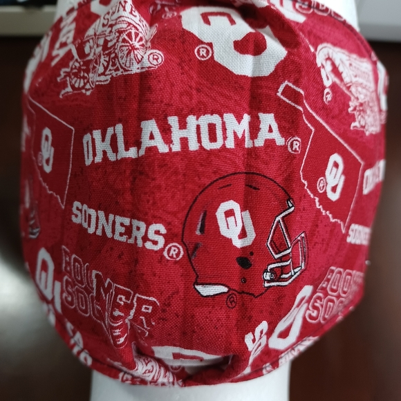 Handmade Facemask Oklahoma Sooners Adjustable and Reversible Cotton - Picture 4 of 5